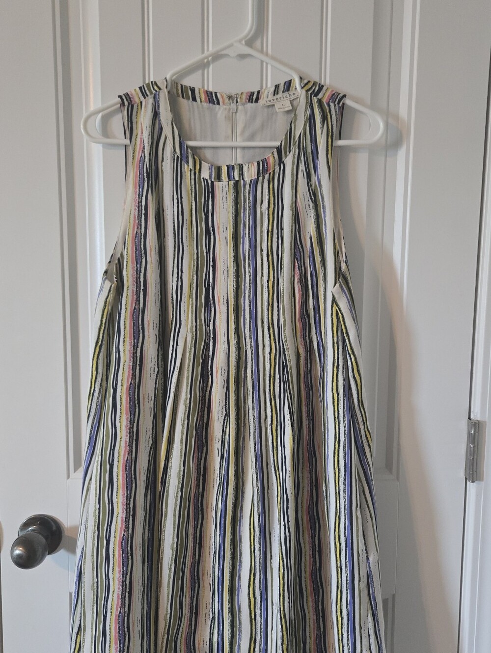 Love Riche Multicolor Striped Sleeveless Top - Navy, Yellow, Olive, Pink